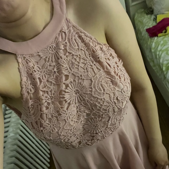 Zip Back Guipure Lace Halter Fit & Flare Dress - Picture 10 of 11